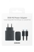 Cargador Original Samsung 45W PD Super Fast Charging 2.0 con Cable USB-C a USB-C (1m) – Adaptador de Corriente Rápida para Galaxy Chile